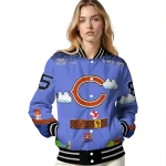 customized chicago bears mario blocks blue black varsity jacket best selling
