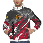 customized chicago blackhawks claw mesh red gray windbreaker jacket best selling