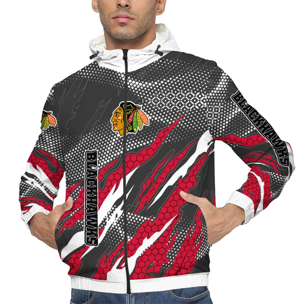 customized chicago blackhawks claw mesh red gray windbreaker jacket top rated customized chicago blackhawks claw mesh red gray windbreaker jacket top rated