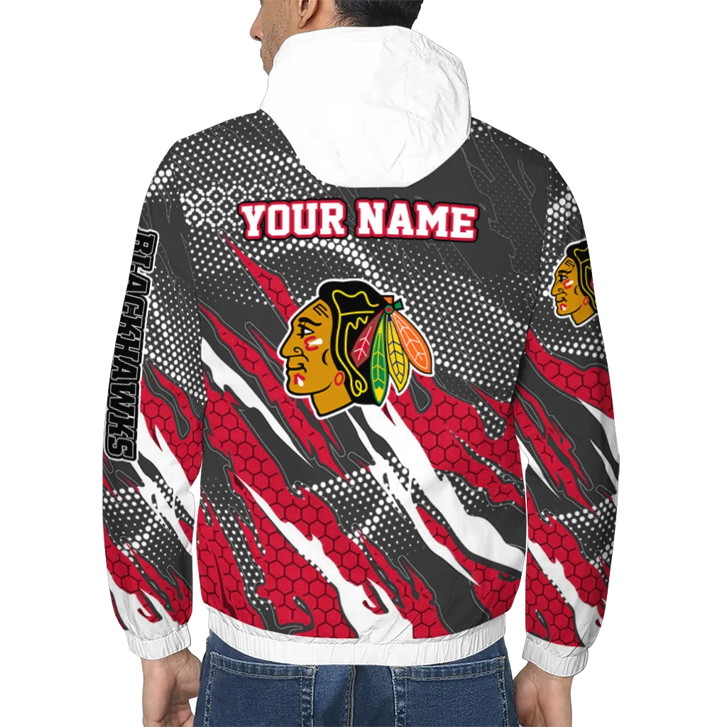 customized chicago blackhawks claw mesh red gray windbreaker jacket trendy customized chicago blackhawks claw mesh red gray windbreaker jacket trendy