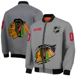customized chicago blackhawks claw streak grey bomber jacket best selling
