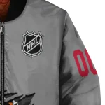 customized chicago blackhawks claw streak grey bomber jacket best selling
