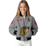 customized chicago blackhawks claw streak grey bomber jacket best selling