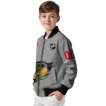 customized chicago blackhawks claw streak grey bomber jacket best selling