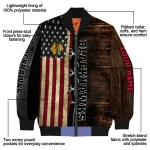 customized chicago blackhawks flag wood brown bomber jacket best selling