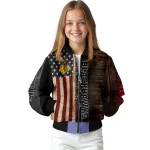 customized chicago blackhawks flag wood brown bomber jacket best selling