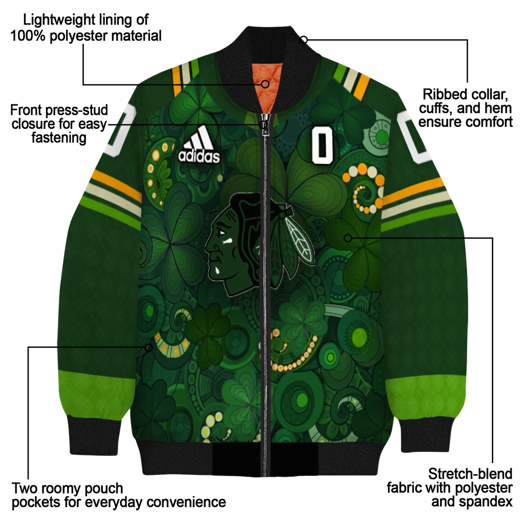 customized chicago blackhawks shamrock vortex green bomber jacket new arrival customized chicago blackhawks shamrock vortex green bomber jacket new arrival