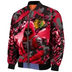 customized chicago blackhawks skull horde red bomber jacket best selling