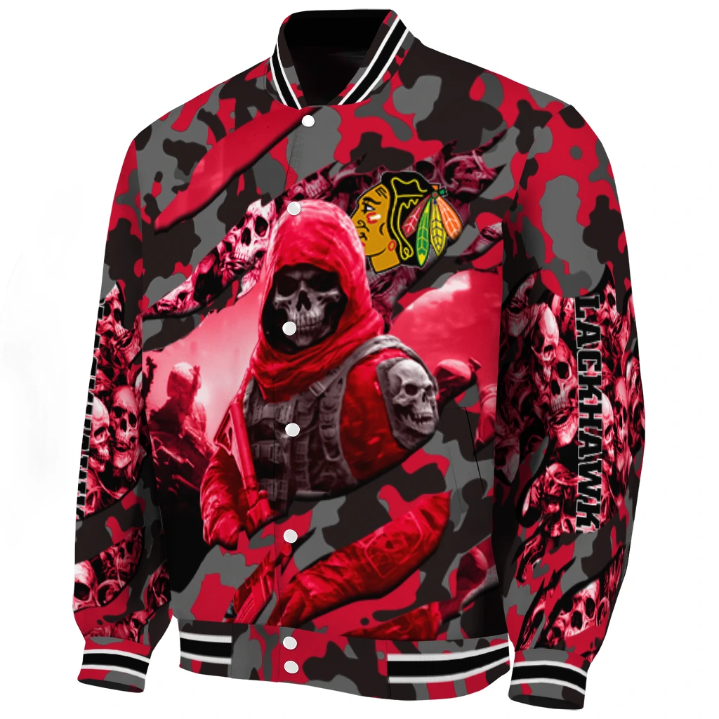 customized chicago blackhawks skull horde red varsity jacket best selling customized chicago blackhawks skull horde red varsity jacket best selling
