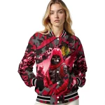 customized chicago blackhawks skull horde red varsity jacket best selling