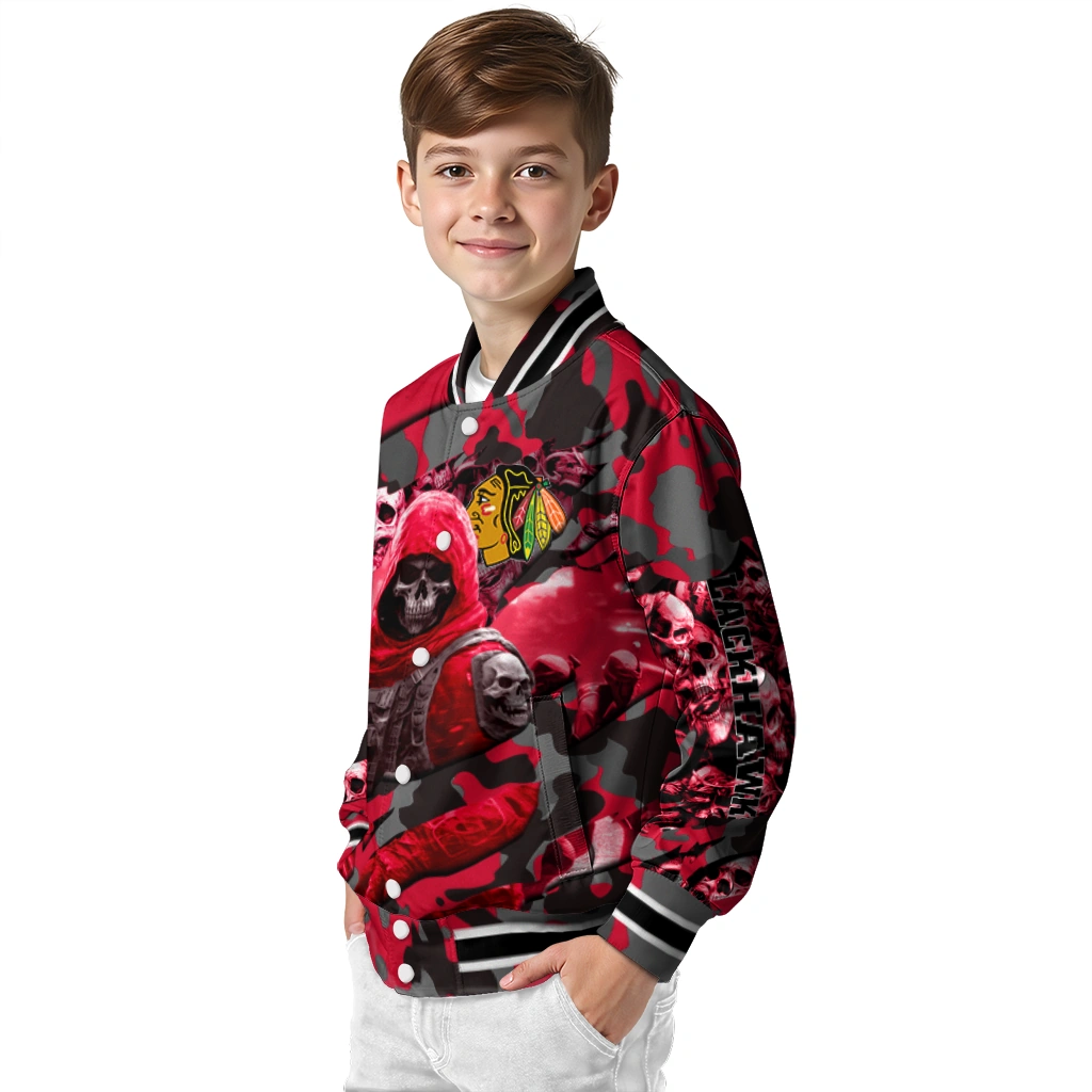 customized chicago blackhawks skull horde red varsity jacket trendy customized chicago blackhawks skull horde red varsity jacket trendy