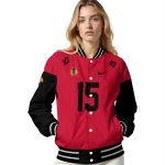customized chicago blackhawks team patch red varsity jacket best selling