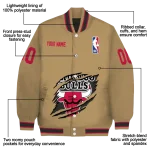 customized chicago bulls claw opening beige varsity jacket best selling