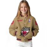 customized chicago bulls claw opening beige varsity jacket best selling