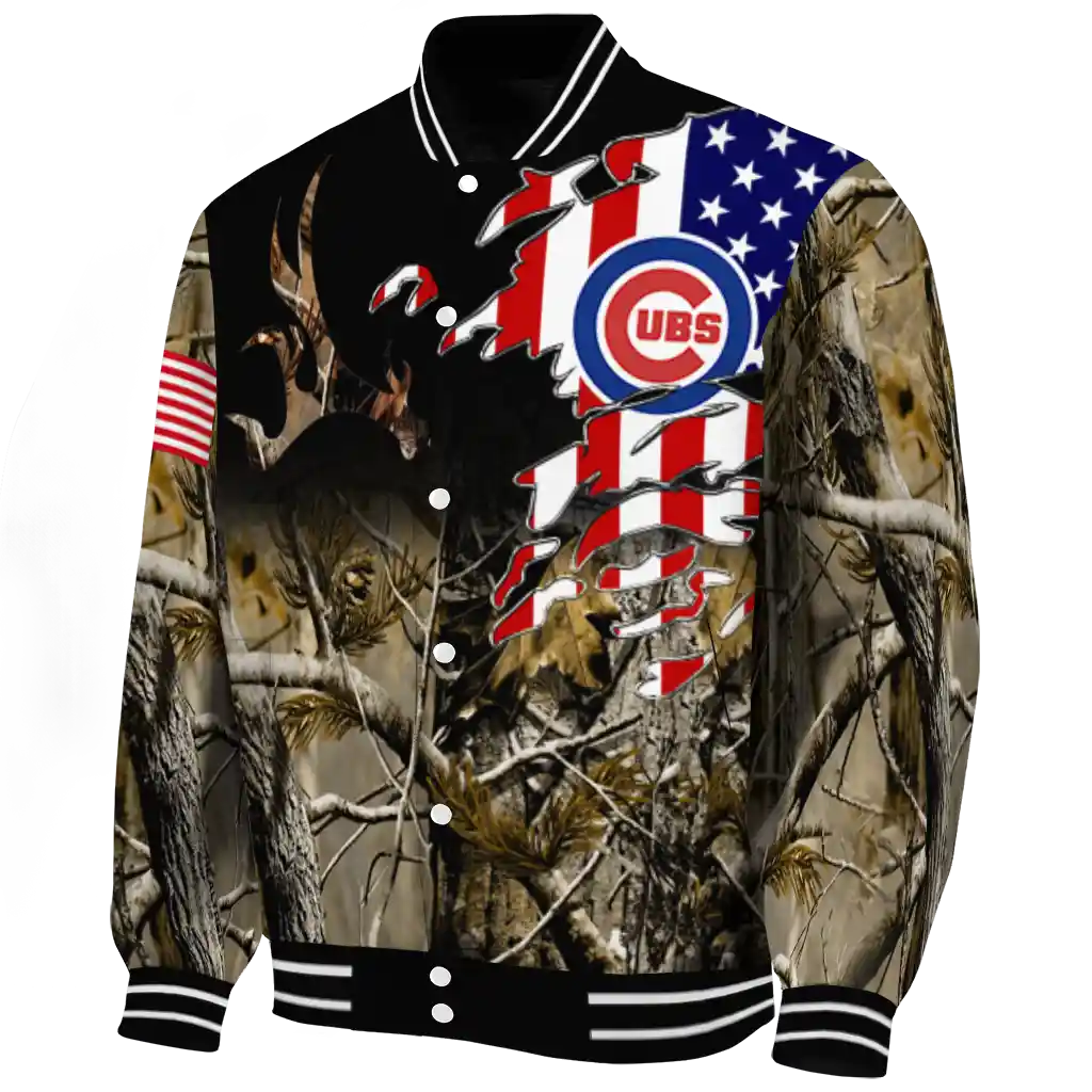 customized chicago cubs patriot deer camouflage varsity jacket best selling customized chicago cubs patriot deer camouflage varsity jacket best selling