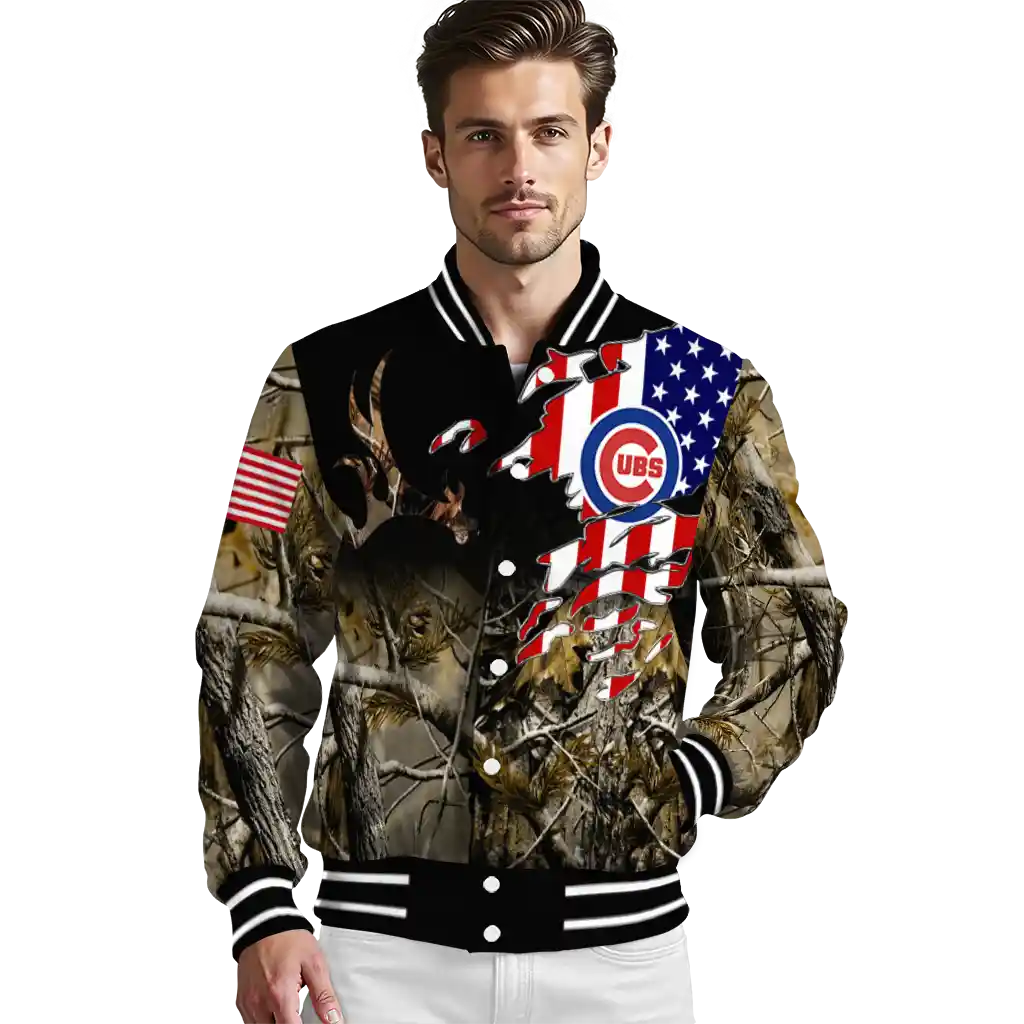 customized chicago cubs patriot deer camouflage varsity jacket high quality customized chicago cubs patriot deer camouflage varsity jacket high quality