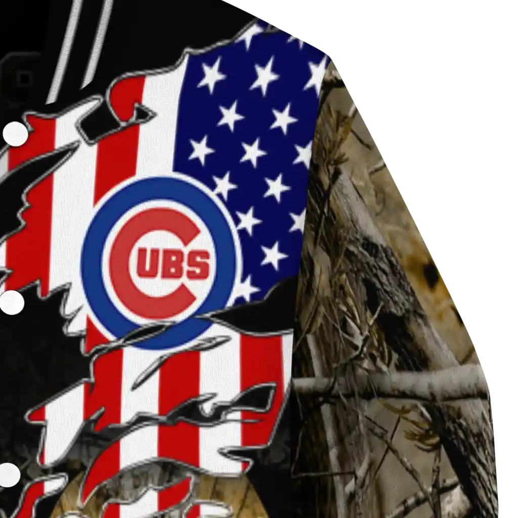 customized chicago cubs patriot deer camouflage varsity jacket premium grade customized chicago cubs patriot deer camouflage varsity jacket premium grade