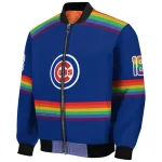customized chicago cubs rainbow jersey number blue bomber jacket best selling