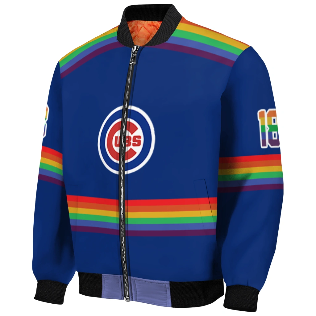 customized chicago cubs rainbow jersey number blue bomber jacket fashion forward customized chicago cubs rainbow jersey number blue bomber jacket fashion forward