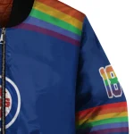 customized chicago cubs rainbow jersey number blue bomber jacket best selling