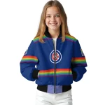 customized chicago cubs rainbow jersey number blue bomber jacket best selling