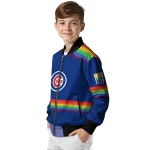 customized chicago cubs rainbow jersey number blue bomber jacket best selling