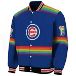 customized chicago cubs rainbow jersey number blue varsity jacket best selling