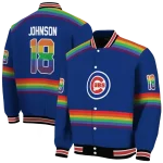 customized chicago cubs rainbow jersey number blue varsity jacket best selling