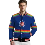 customized chicago cubs rainbow jersey number blue varsity jacket best selling