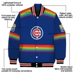 customized chicago cubs rainbow jersey number blue varsity jacket best selling