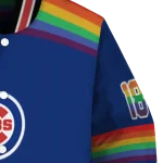 customized chicago cubs rainbow jersey number blue varsity jacket best selling