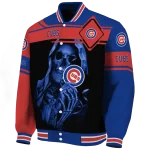 customized chicago cubs reaper hands blue black varsity jacket best selling