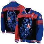 customized chicago cubs reaper hands blue black varsity jacket best selling