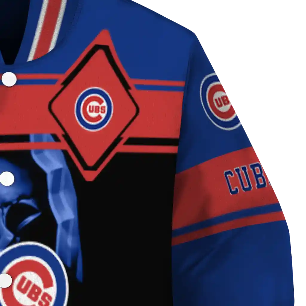 customized chicago cubs reaper hands blue black varsity jacket premium grade customized chicago cubs reaper hands blue black varsity jacket premium grade