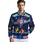 customized chicago cubs spongebob playtime blue varsity jacket best selling