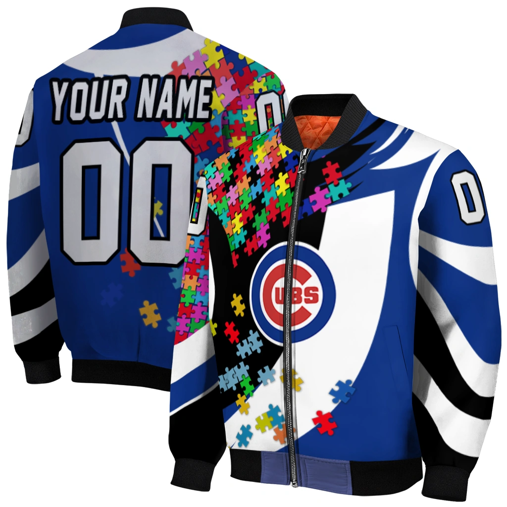customized chicago cubs stars and stripes slashes blue bomber jacket best selling customized chicago cubs stars and stripes slashes blue bomber jacket best selling