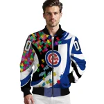 customized chicago cubs stars and stripes slashes blue bomber jacket best selling
