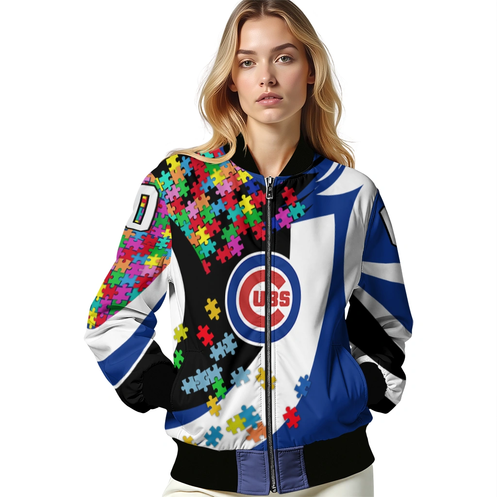 customized chicago cubs stars and stripes slashes blue bomber jacket latest model customized chicago cubs stars and stripes slashes blue bomber jacket latest model