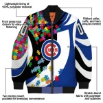 customized chicago cubs stars and stripes slashes blue bomber jacket best selling