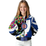 customized chicago cubs stars and stripes slashes blue bomber jacket best selling