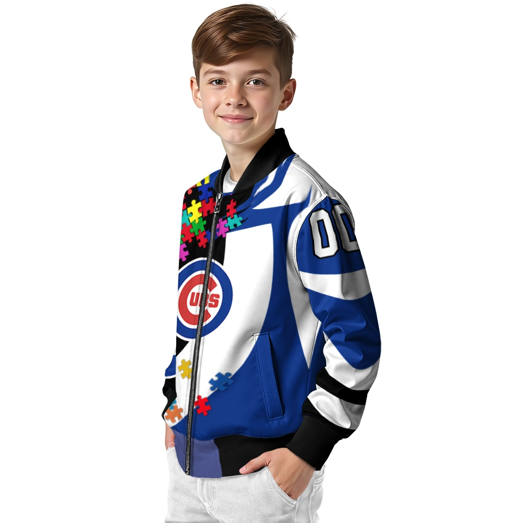 customized chicago cubs stars and stripes slashes blue bomber jacket trendy customized chicago cubs stars and stripes slashes blue bomber jacket trendy