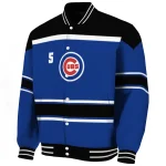 customized chicago cubs stripe statement blue black varsity jacket best selling