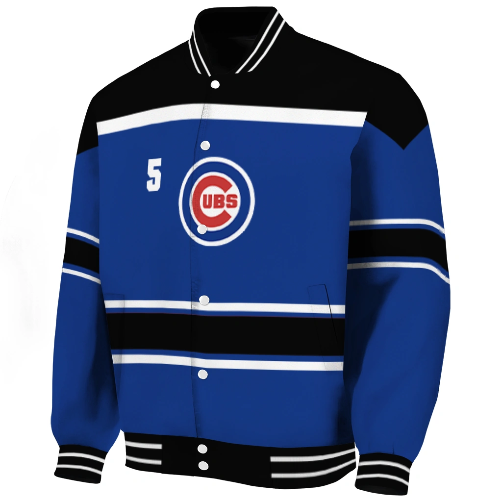 customized chicago cubs stripe statement blue black varsity jacket best selling customized chicago cubs stripe statement blue black varsity jacket best selling