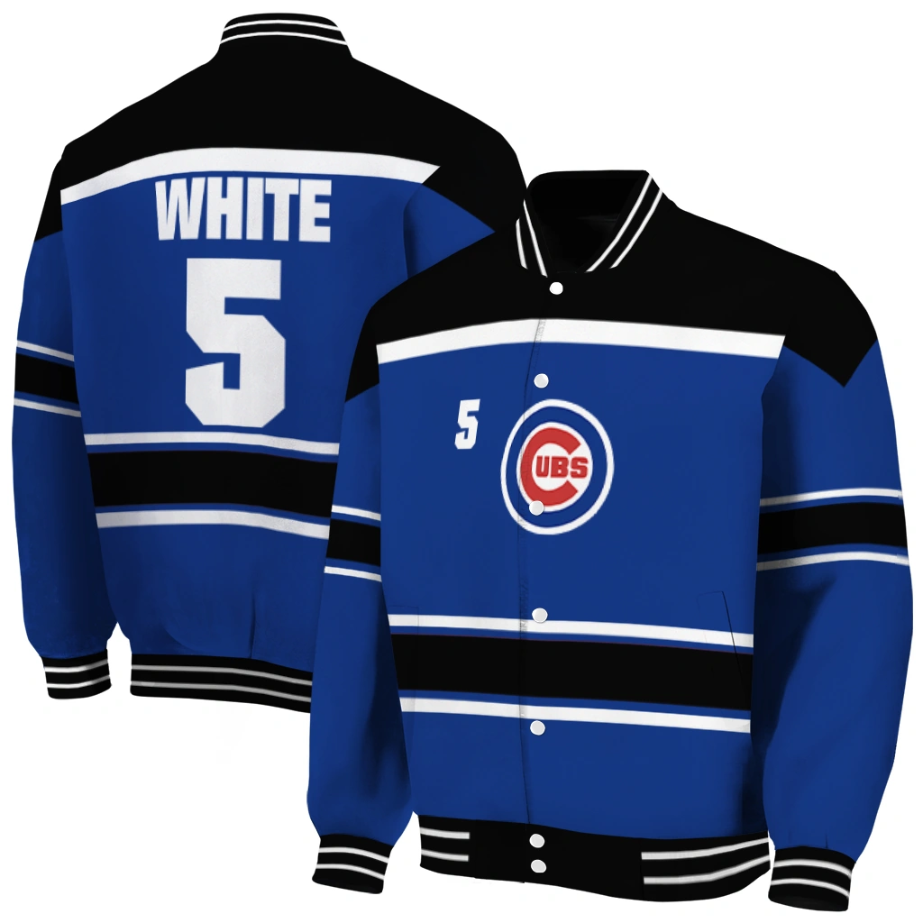 customized chicago cubs stripe statement blue black varsity jacket fashion forward customized chicago cubs stripe statement blue black varsity jacket fashion forward