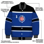 customized chicago cubs stripe statement blue black varsity jacket best selling