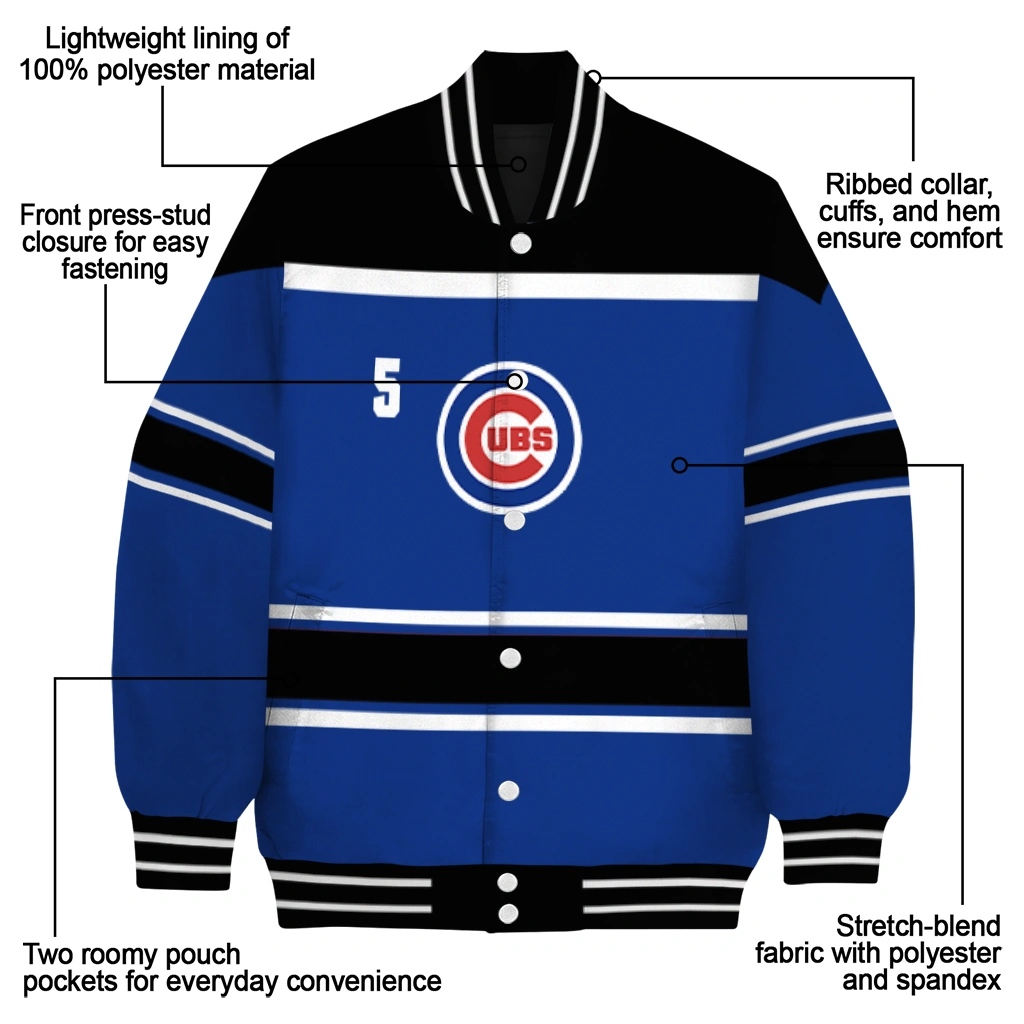customized chicago cubs stripe statement blue black varsity jacket new arrival customized chicago cubs stripe statement blue black varsity jacket new arrival