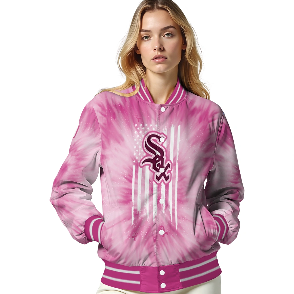 customized chicago white sox pink tie dye pink varsity jacket latest model customized chicago white sox pink tie dye pink varsity jacket latest model