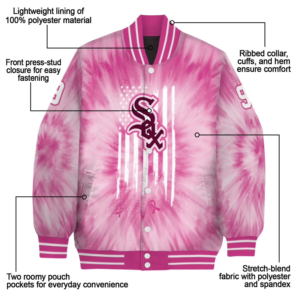 customized chicago white sox pink tie dye pink varsity jacket new arrival customized chicago white sox pink tie dye pink varsity jacket new arrival