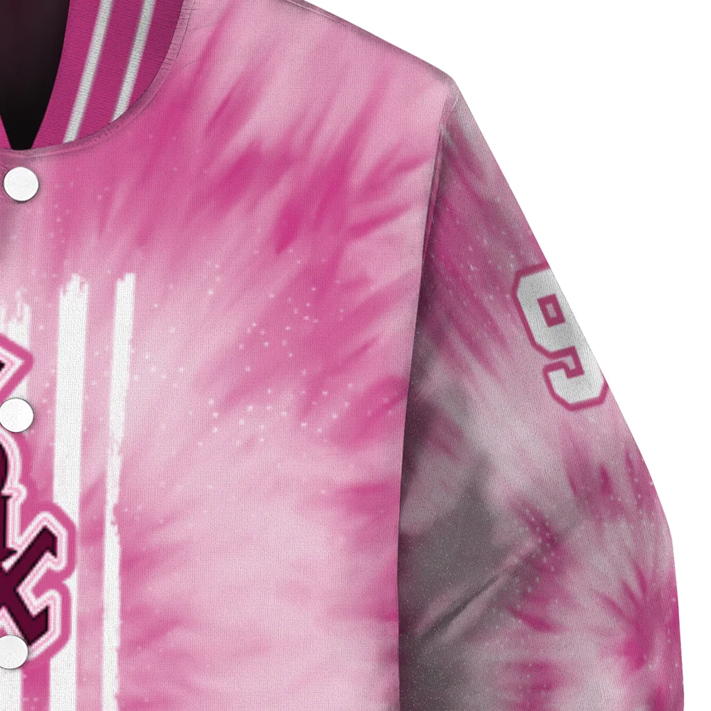 customized chicago white sox pink tie dye pink varsity jacket premium grade customized chicago white sox pink tie dye pink varsity jacket premium grade