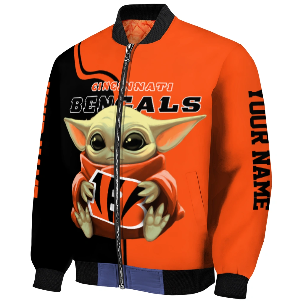 customized cincinnati bengals adorable yoda orange black bomber jacket fashion forward customized cincinnati bengals adorable yoda orange black bomber jacket fashion forward